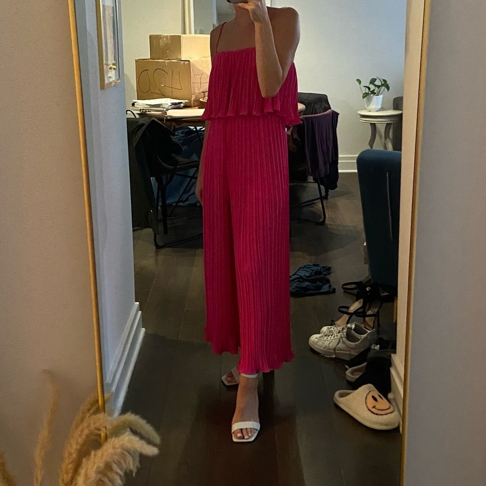 Pink pleated jumpsuit